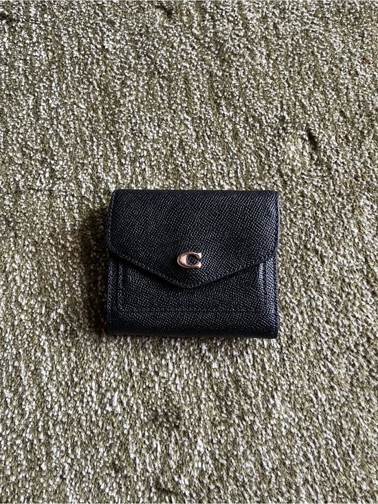 Coach Handbags - Coach Black Textured Leather Small Wallet with Gold 'C' Accent